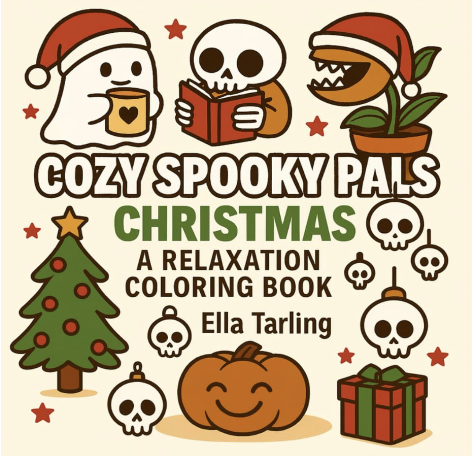 Cozy Spooky Pals Christmas Coloring Book